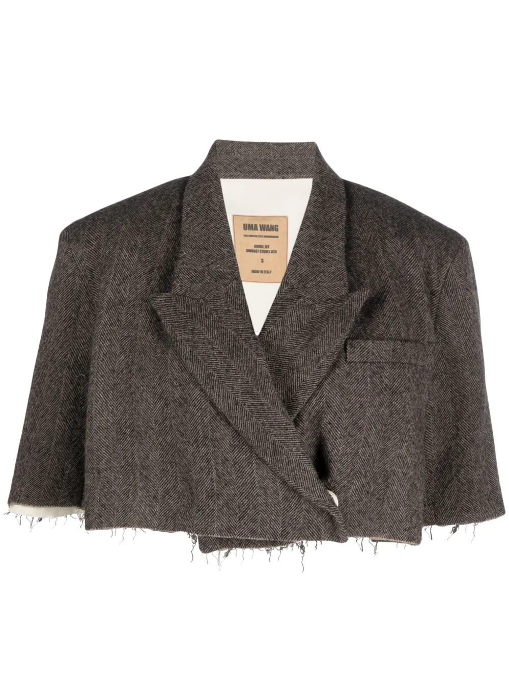 Uma Wang herringbone-pattern wool cropped blazer | Brown | Image 1