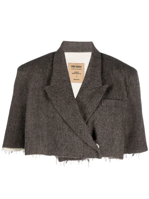 Uma Wang herringbone-pattern wool cropped blazer