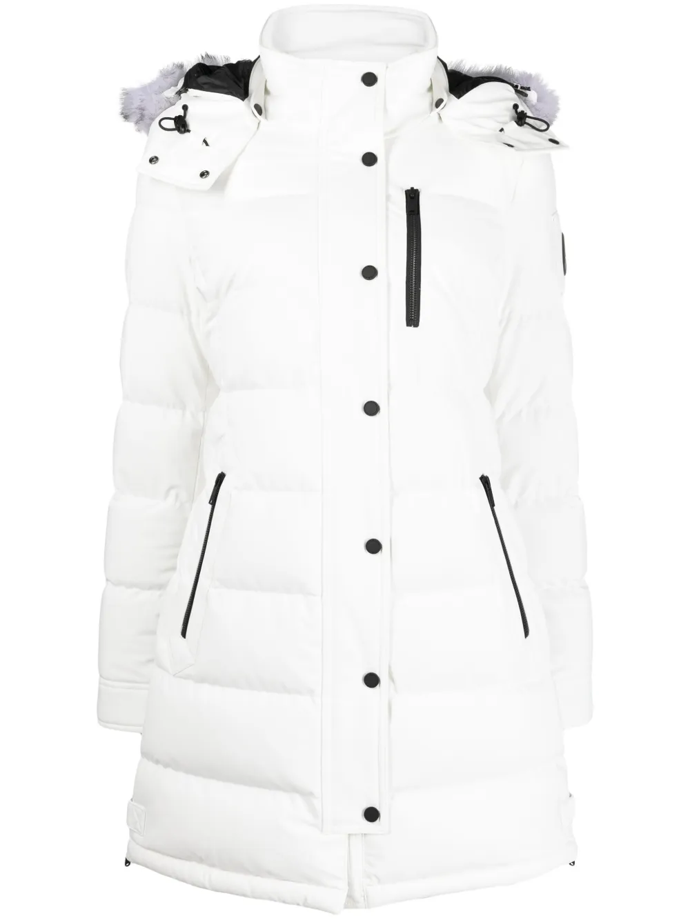 Moose Knuckles Watershed Genuine Shearling Trim Down Parka In White