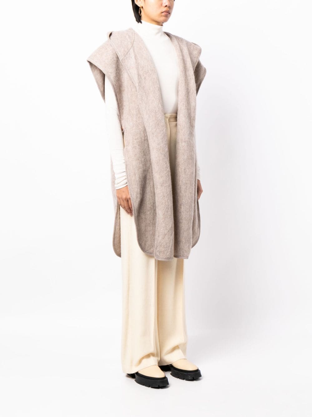 Shop Baserange Tajo Pyrenees Brushed Hooded Cape Coat In Braun