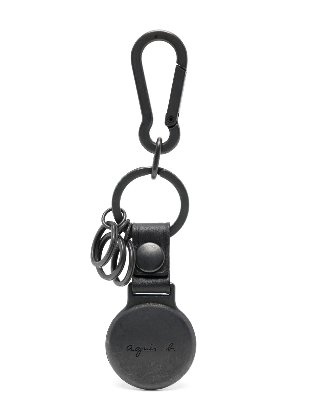 Agnès B. Airtag Leather Keyring In Black