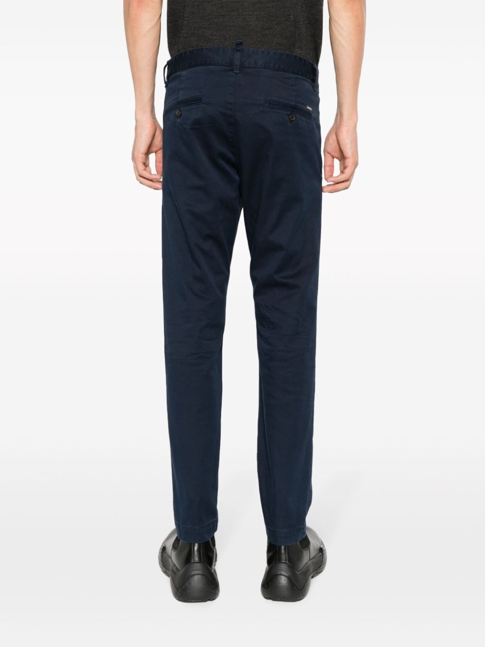 Shop Dsquared2 Low-rise Slim-fit Cotton Chinos In Blue