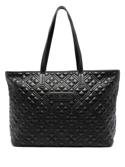 Love Moschino logo-plaque quilted tote bag Women