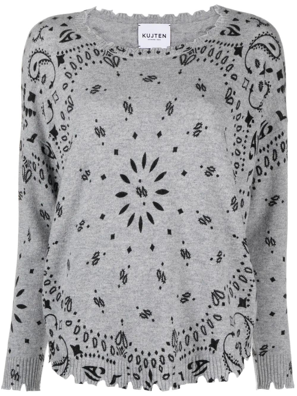 kujten paisley-print scalloped-edge sweater