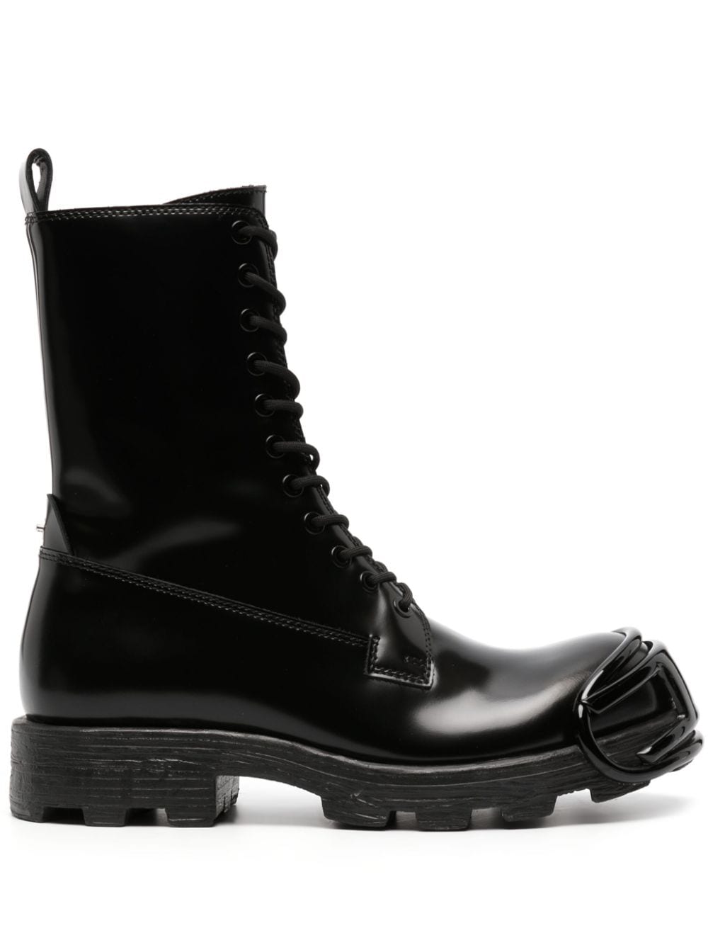 Shop Diesel D-hammer D Lace-up Leather Boots In Black