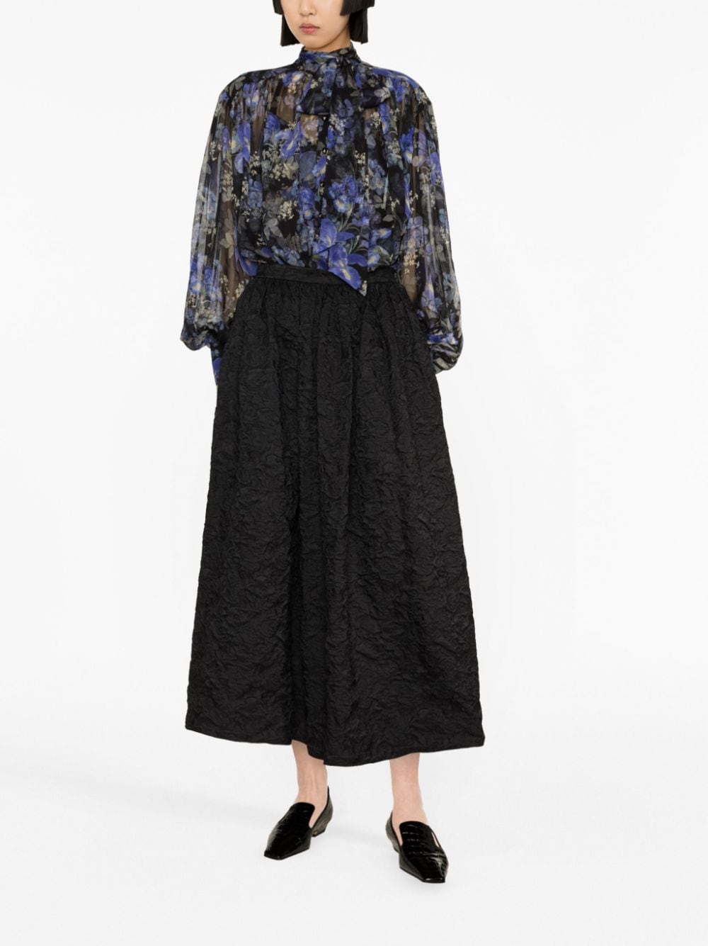 ZIMMERMANN Lyrical Lantern-print silk blouse - Blauw