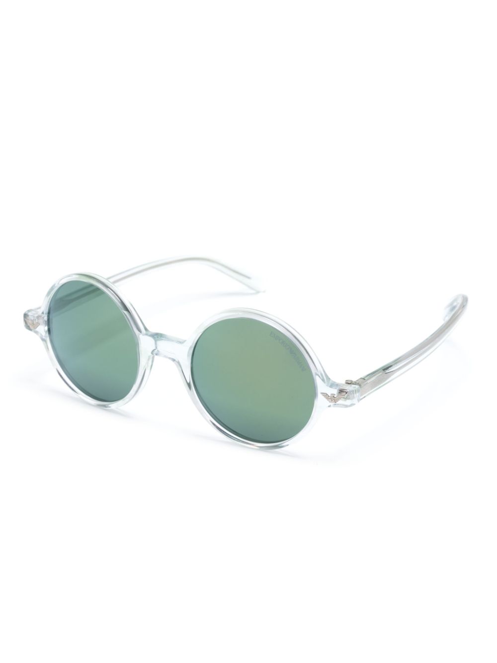 Shop Emporio Armani Round-frame Sunglasses In Green