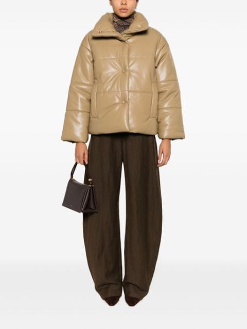 faux-leather puffer jacket