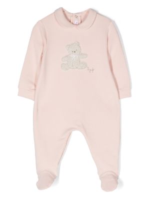 Il Gufo IL GUFO - PINSTRIPE JERSEY ONESIE WITH BOW