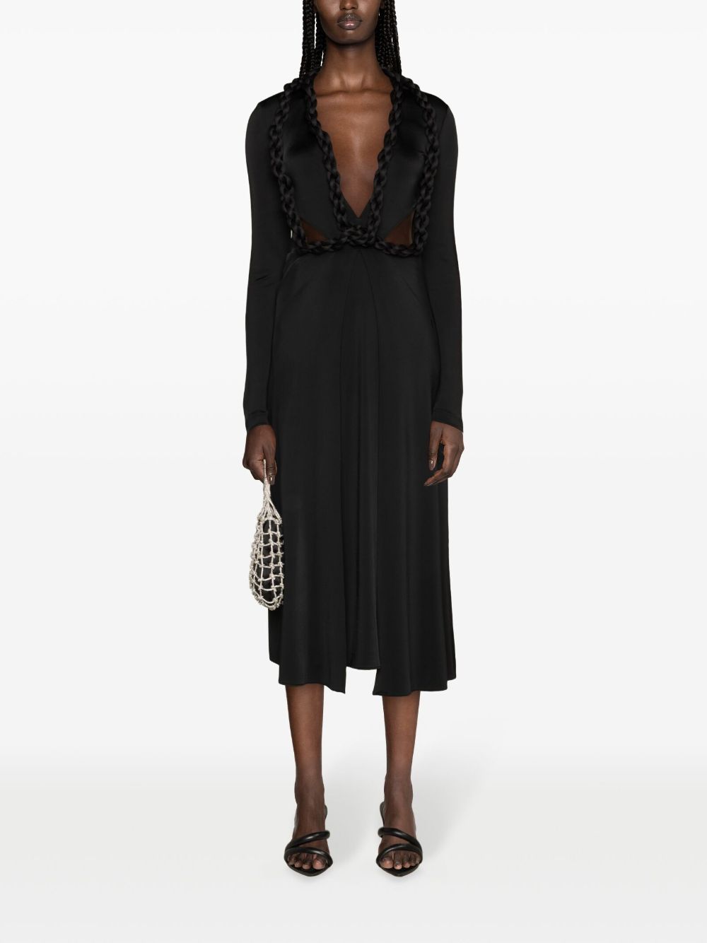 Stella McCartney Midi-jurk met gevlochten detail Zwart