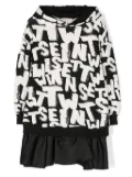 TWINSET Kids logo-lettering print layered dress - Black