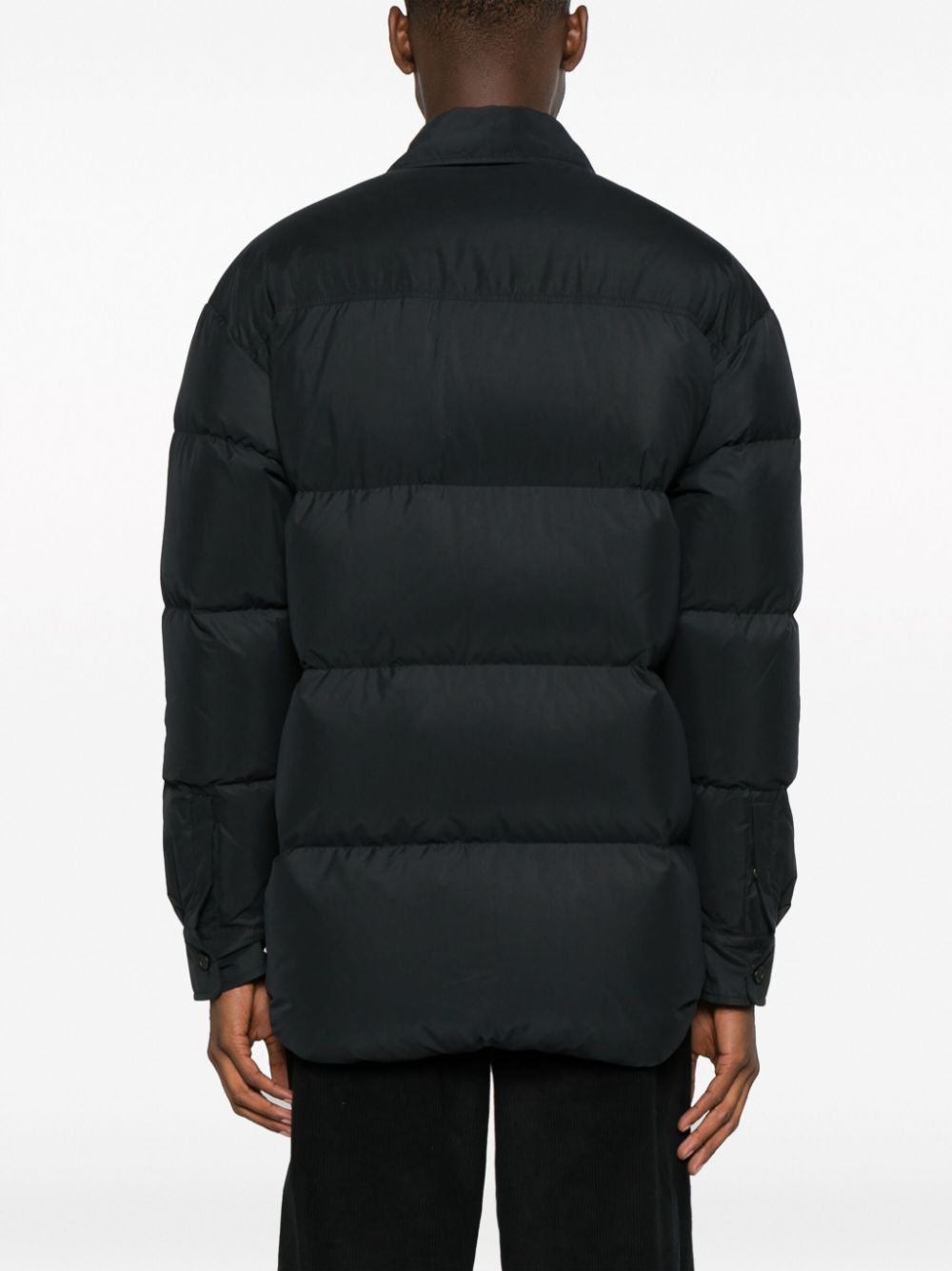 Shop Off-white Button-front Puffer Jacket In 黑色