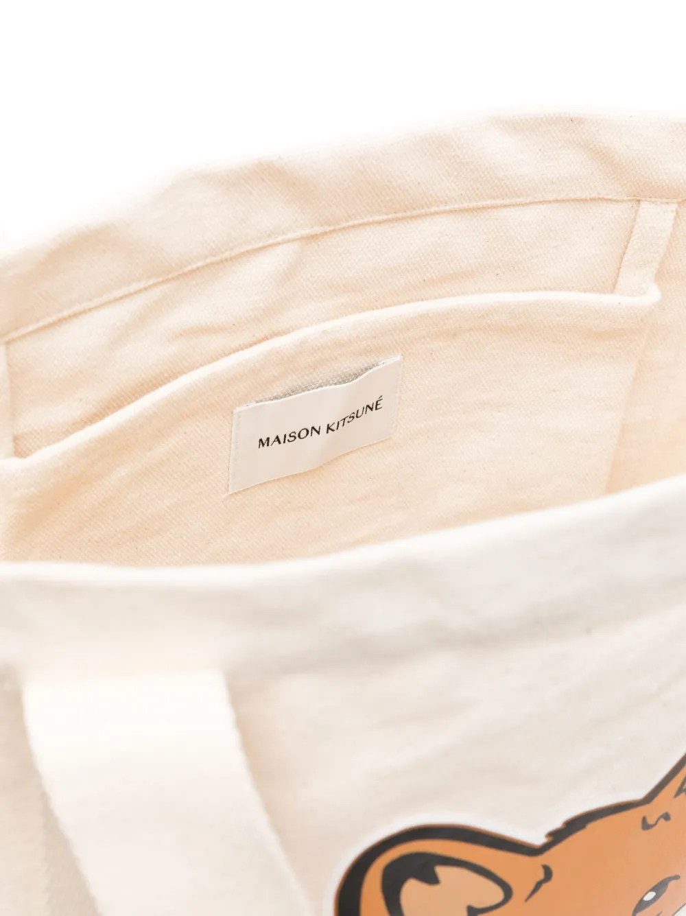 Maison Kitsuné Fox Head-print Cotton Tote In Neutral