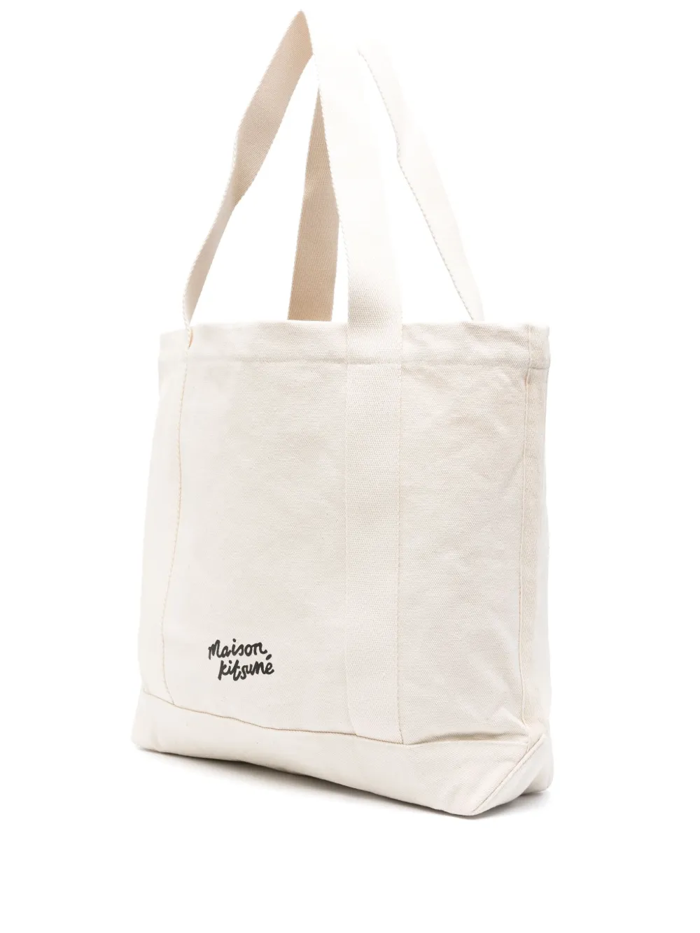 Maison Kitsuné Fox Head-print Cotton Tote In Neutral