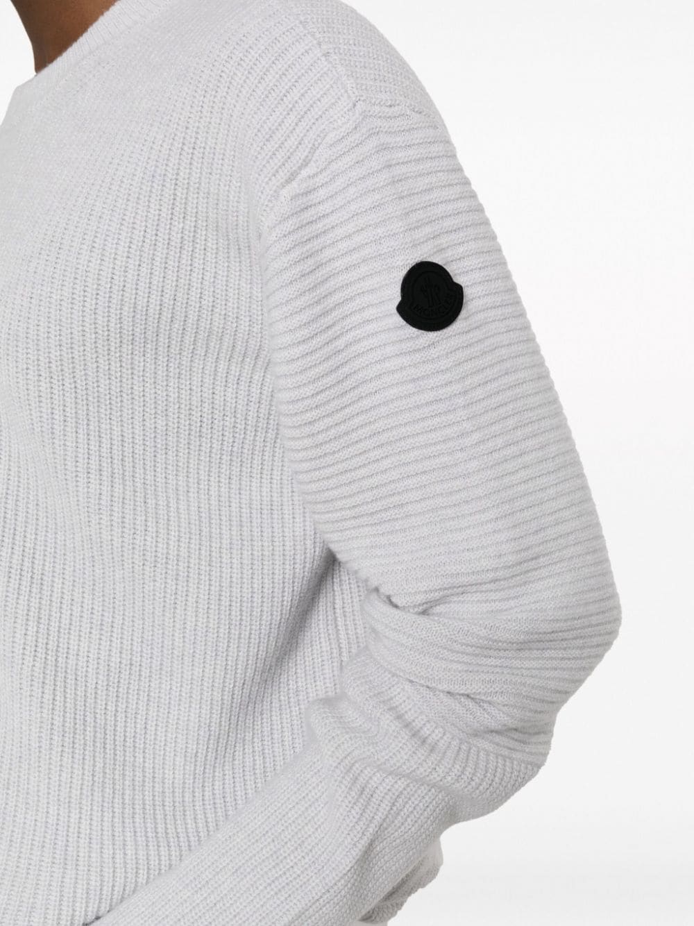 Shop Moncler Logo-patch Wool Jumper In Grey