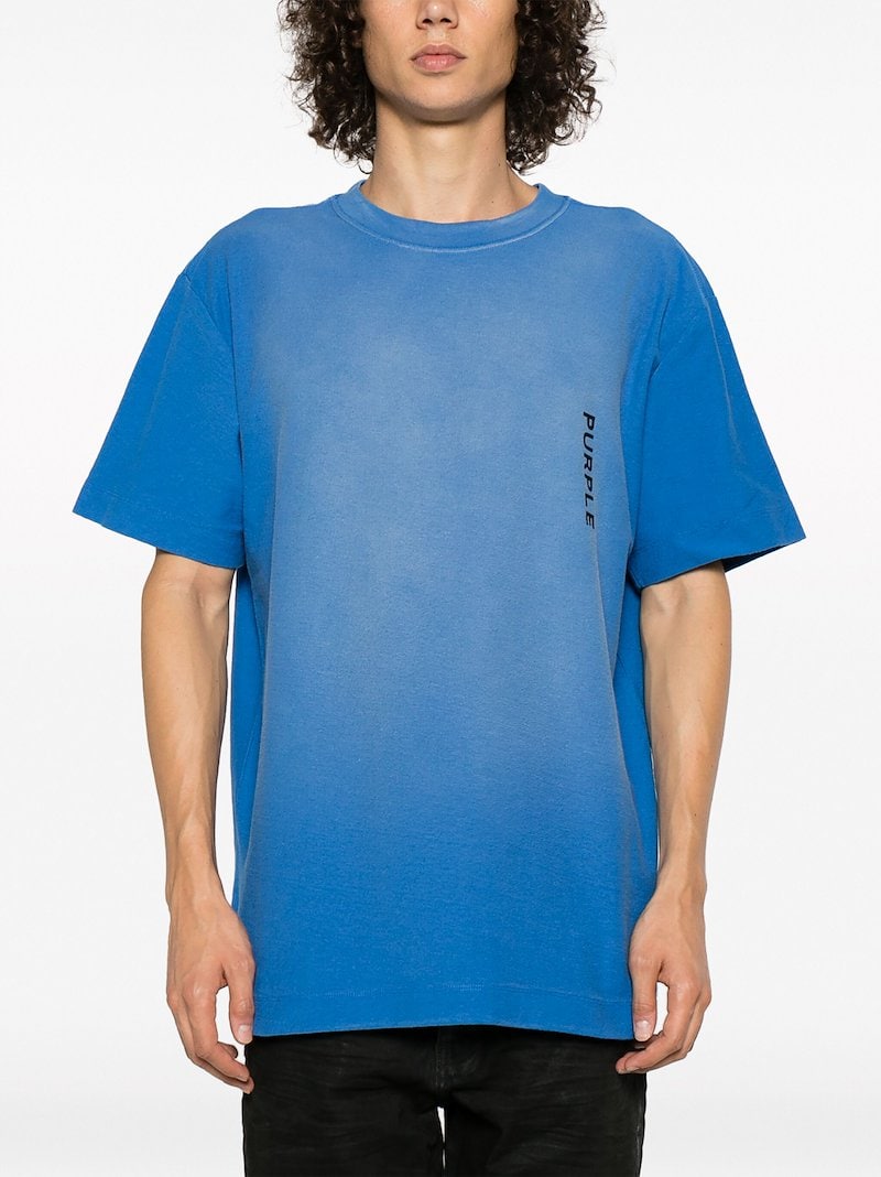 Purple Brand Logo-print Textured T-shirt In Blue