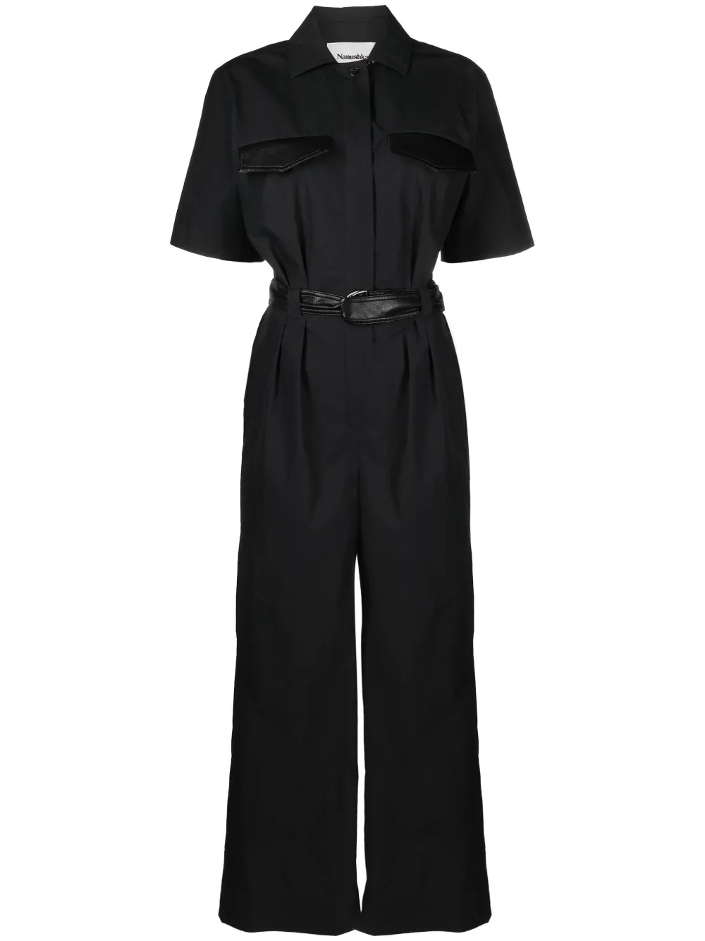 Nanushka belted cotton jumpsuit | Black | Image 1