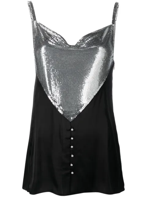 Rabanne chaleco con cuello desbocado y panel de malla