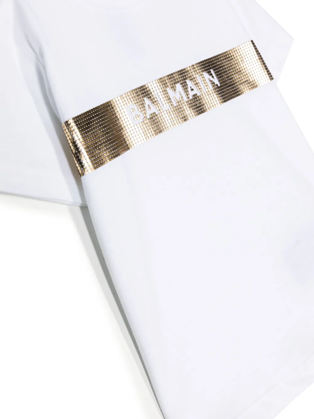 Shop Balmain Appliqué-detail Cotton T-shirt In White