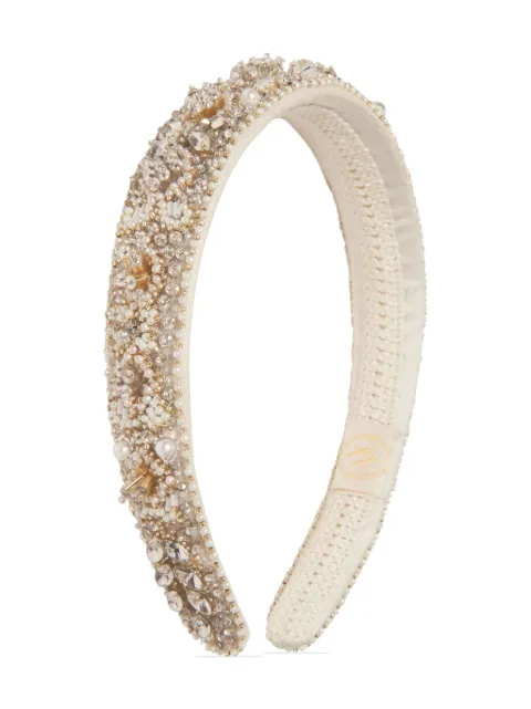 MAISON AVA bead-embellished silk headband 