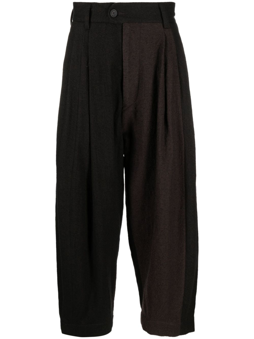 Ziggy Chen Pleat-detailing Button-fastening Cropped Trousers In Brown