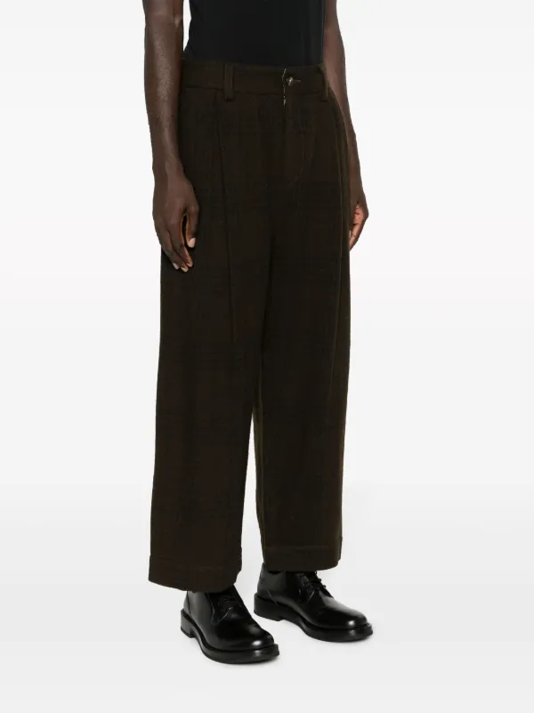 Ziggy Chen Calça Wide Leg Xadrez Verde FARFETCH BR