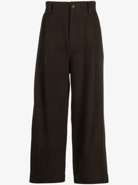 Ziggy Chen plaid-check wide-leg trousers