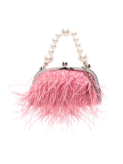 Monnalisa feather-detailing clutch bag