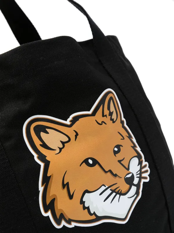Maison Kitsuné fox-print Tote Bag | Black | FARFETCH