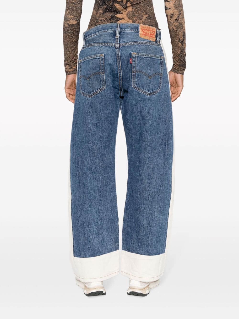 Shop B Sides Two-tone Wide-leg Jeans In Blue