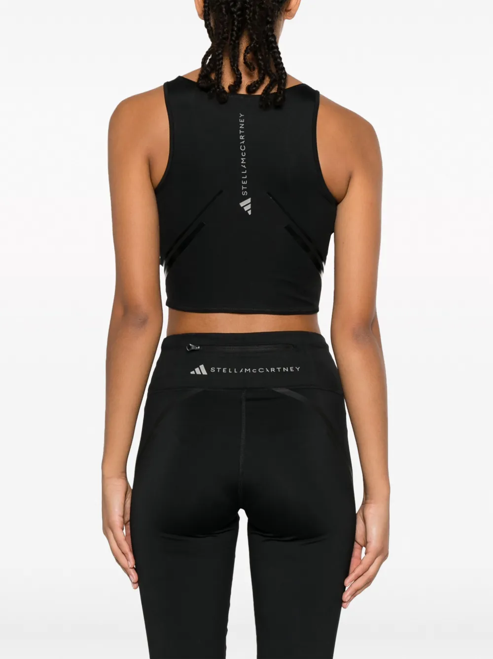 Shop Adidas By Stella Mccartney Logo-print Cropped Top In Black