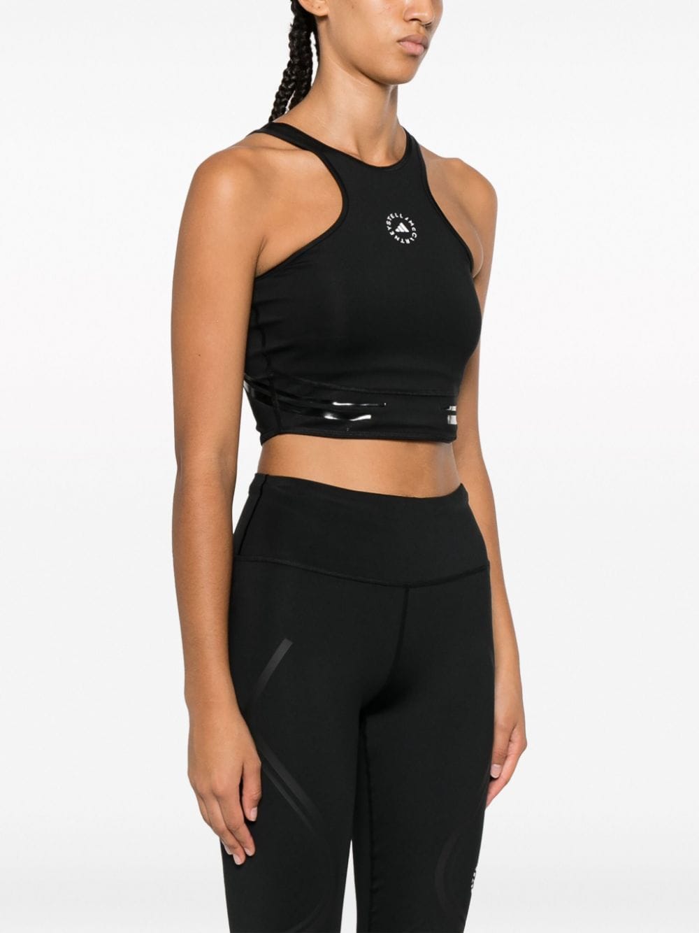 Shop Adidas By Stella Mccartney Logo-print Cropped Top In Black