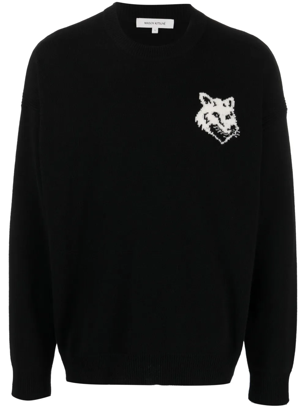 Maison Kitsuné Maison Kitsune Fox Head Intarsia Wool Jumper In Black