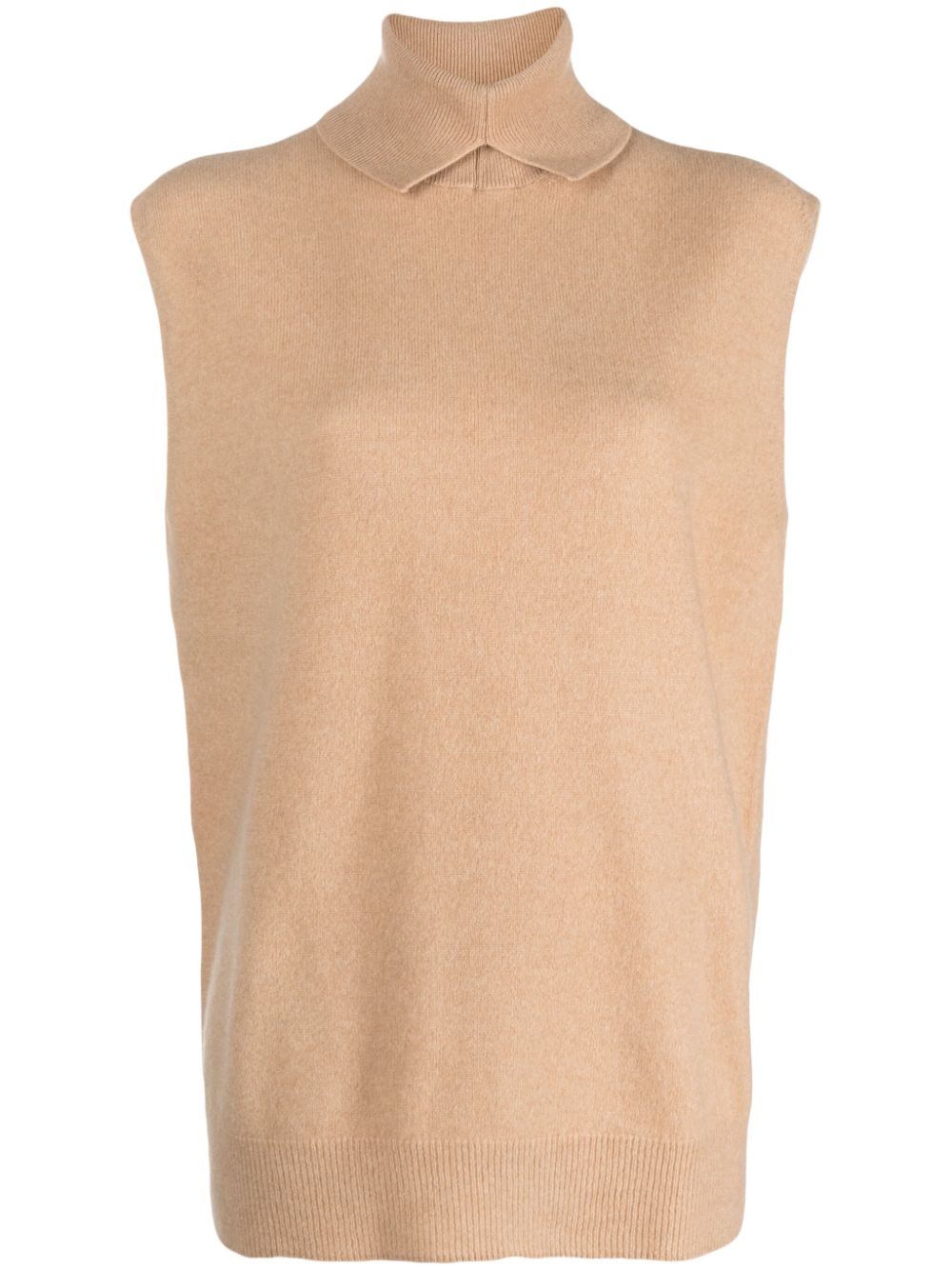 roll-neck sleeveless cashmere top