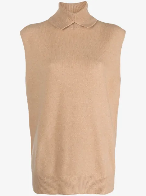 Vanisè roll-neck sleeveless cashmere top