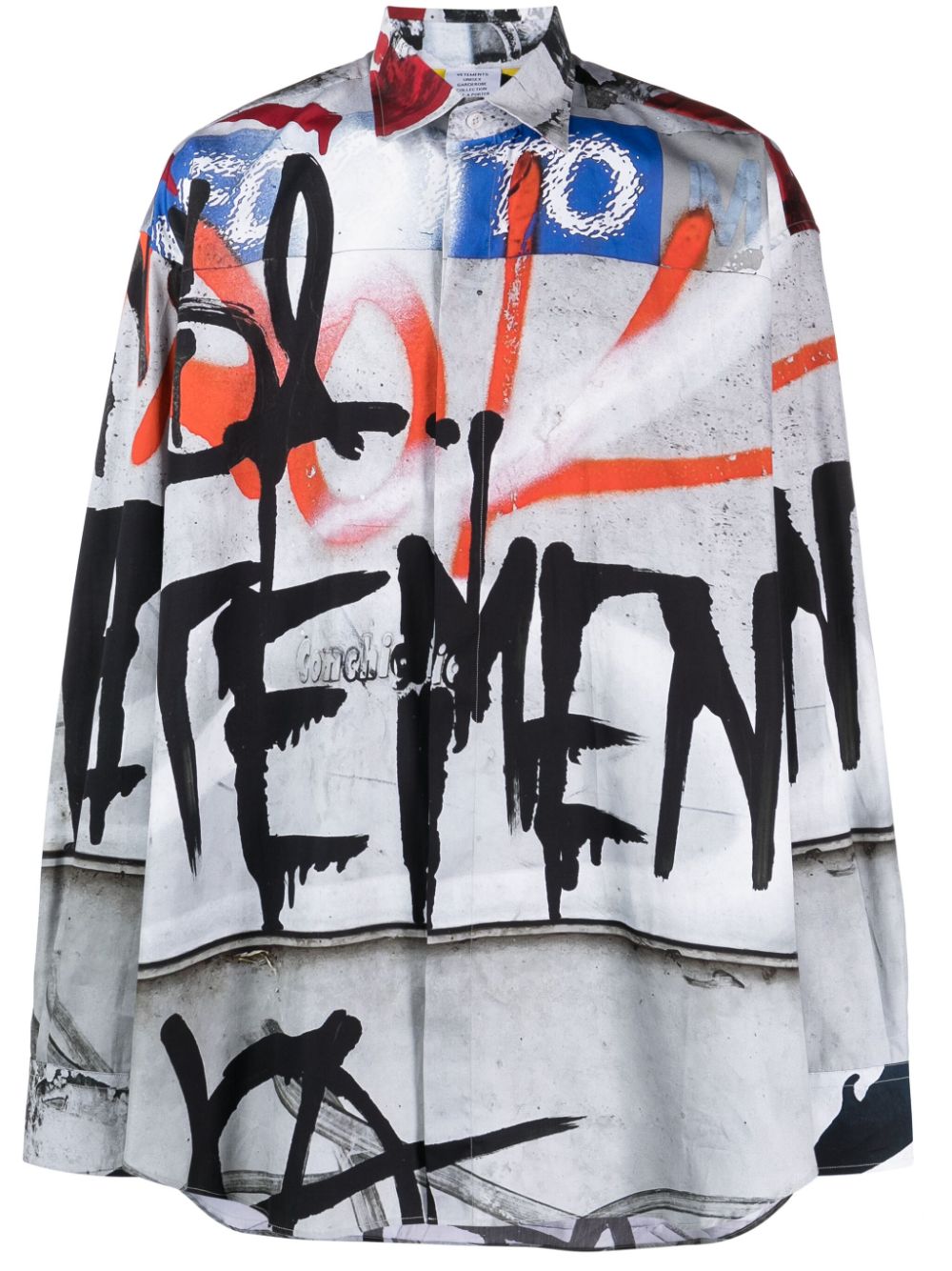 Vetements Graffiti-print Cotton Shirt In Grey