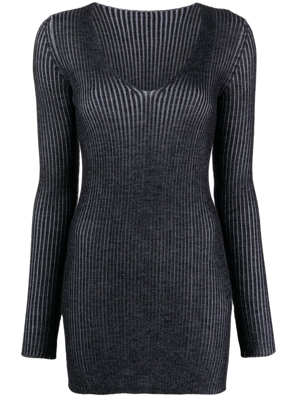 Roberto Collina Ribbed-knit Merino-wool Minidress In Grey