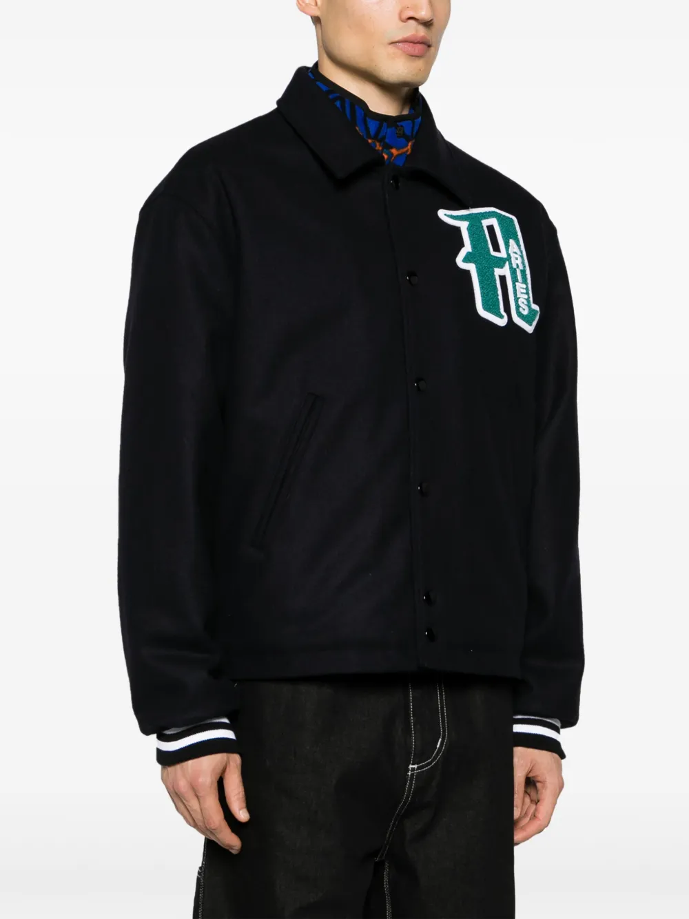 Aries Varsity Jacket In Black