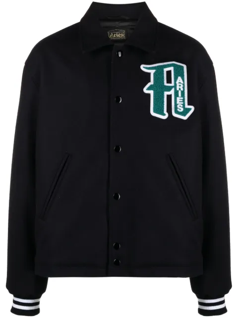 Aries logo-appliqué varsity jacket
