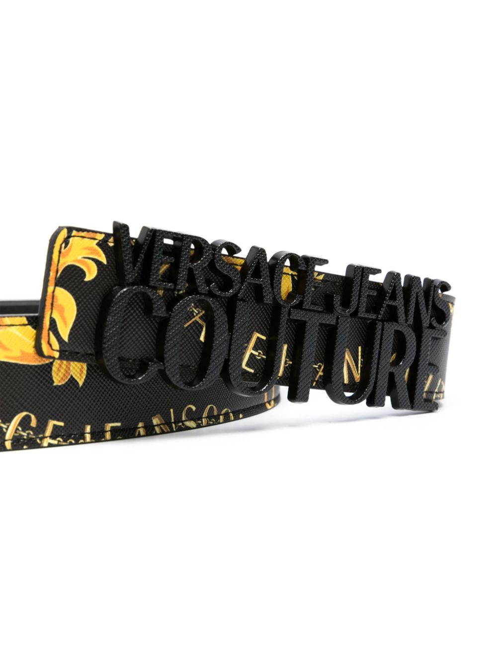 Versace Jeans Couture logo-lettering leather belt - Zwart