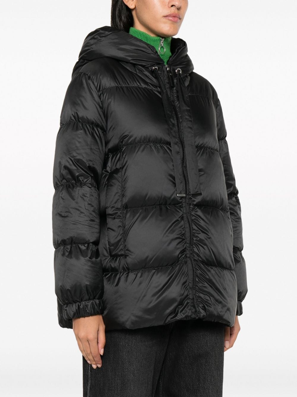 Shop Max Mara Padded Hooded Coat In Black