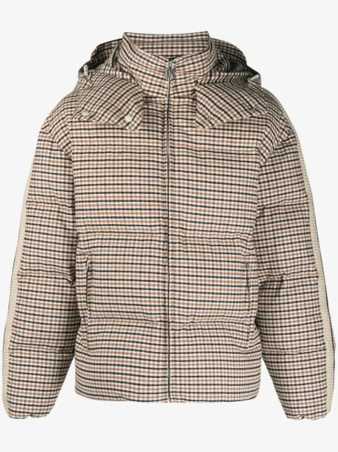 Palm Angels check-pattern hooded puffer jacket