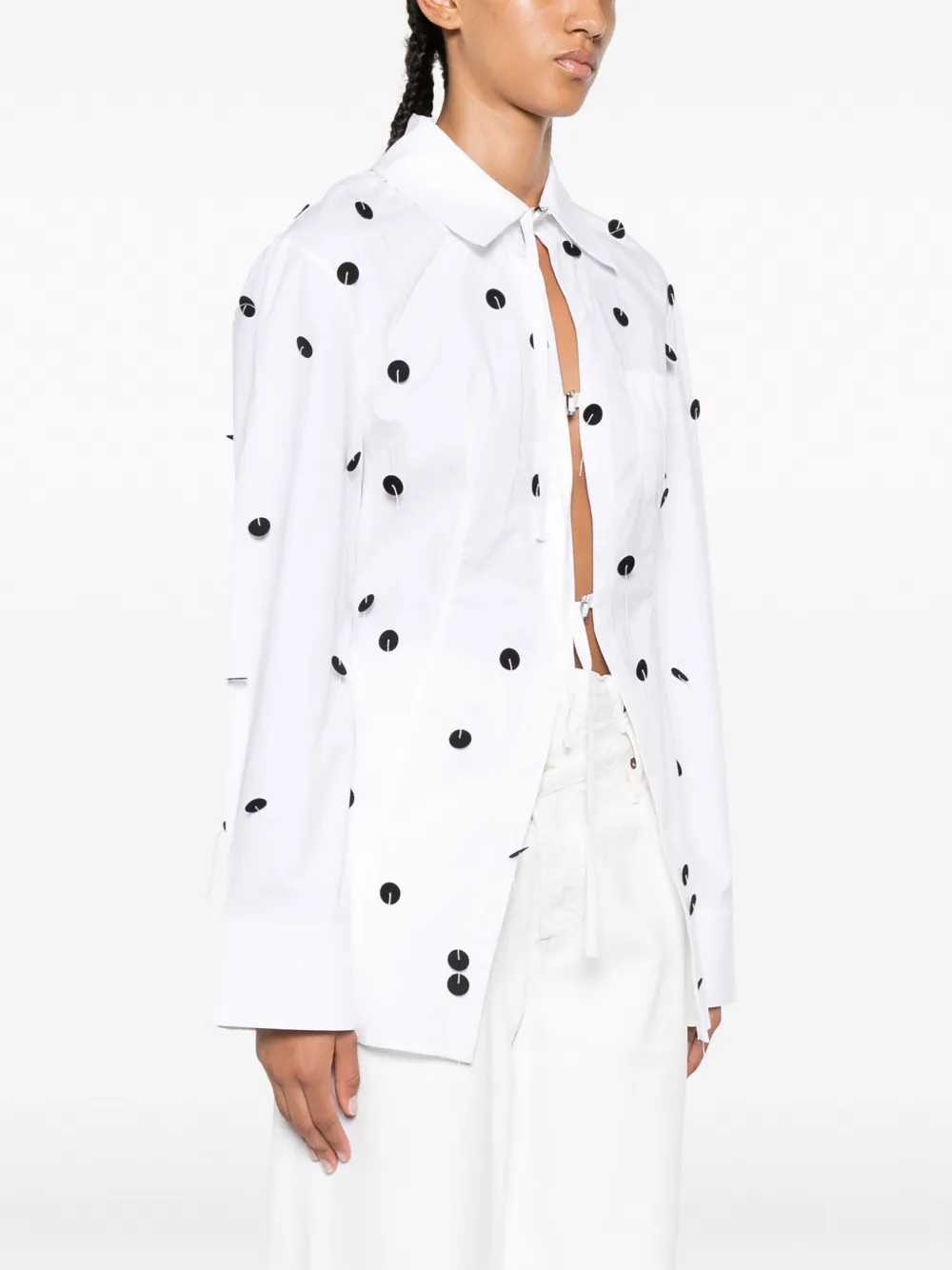 Shop Jacquemus La Chemise Lavoir Brodée Embellished Shirt In White