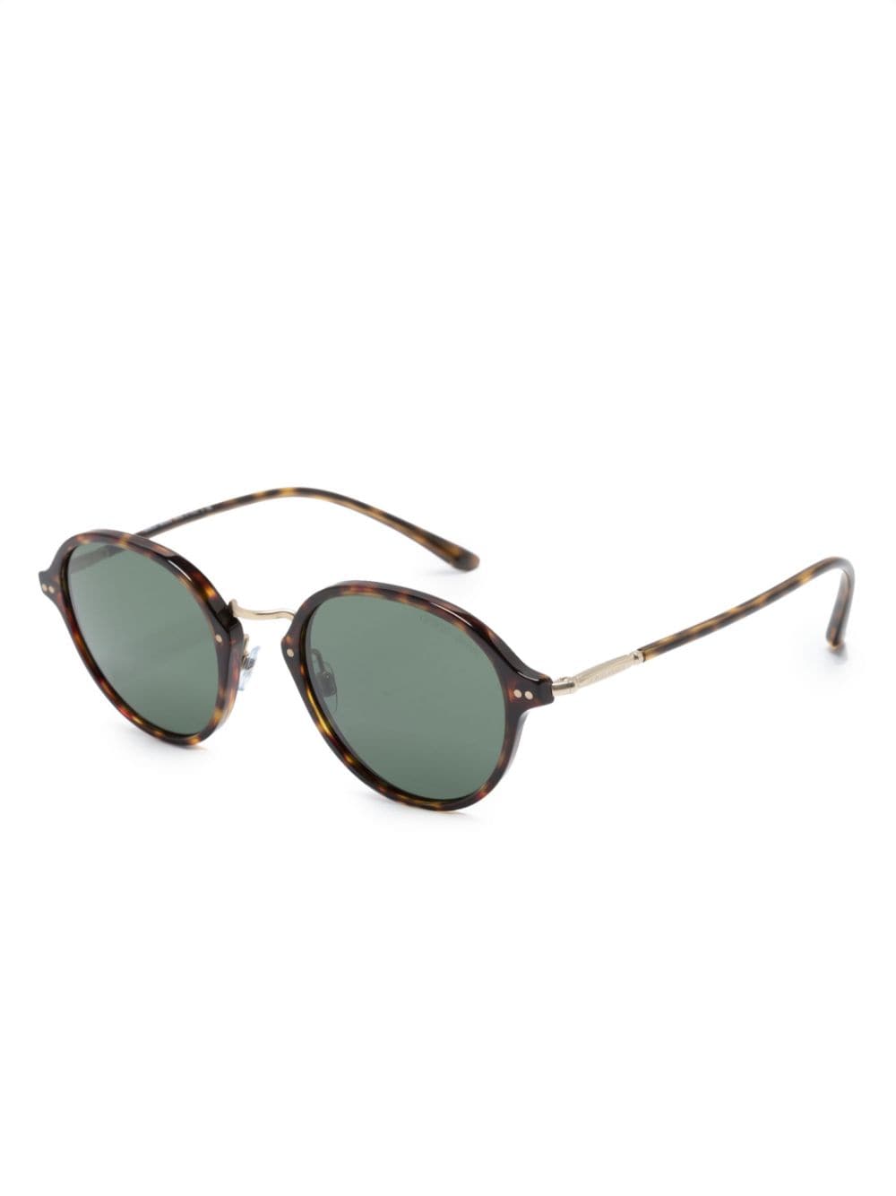 Shop Giorgio Armani Havana Round-frame Sunglasses In Brown