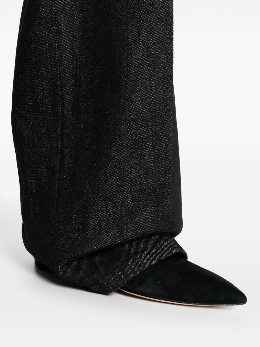 Shop Max Mara Dark Wash Straight-leg Jeans In Black