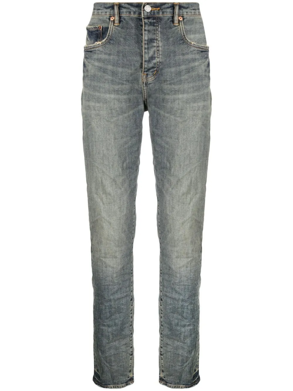 Purple Brand Stonewashed Slim-fit Jeans In Blue