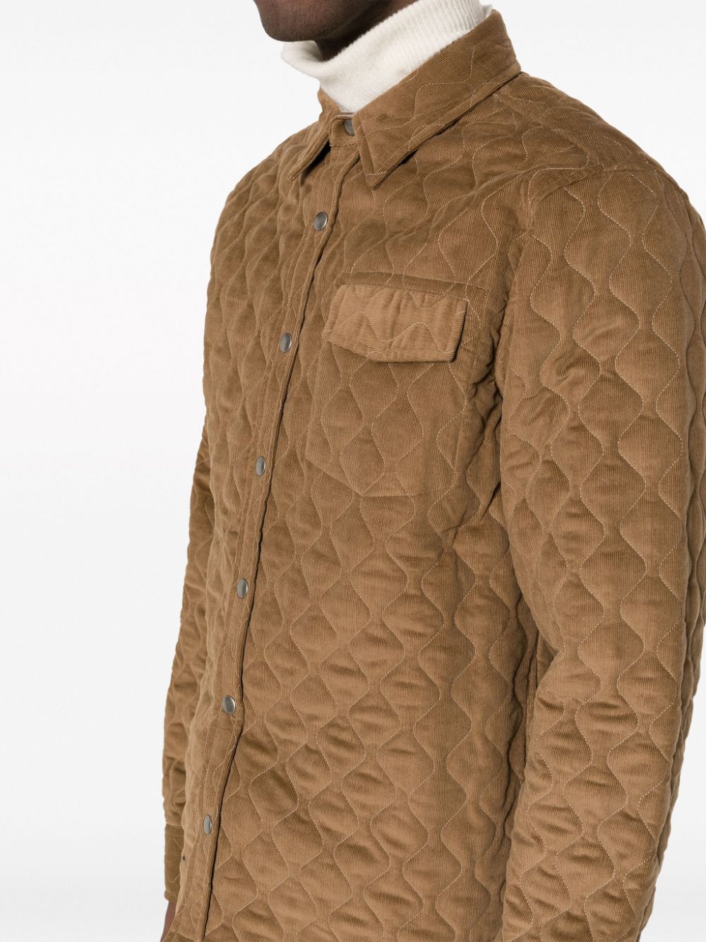 Shop Tintoria Mattei Quilted Cotton Shirt Jacket In Brown