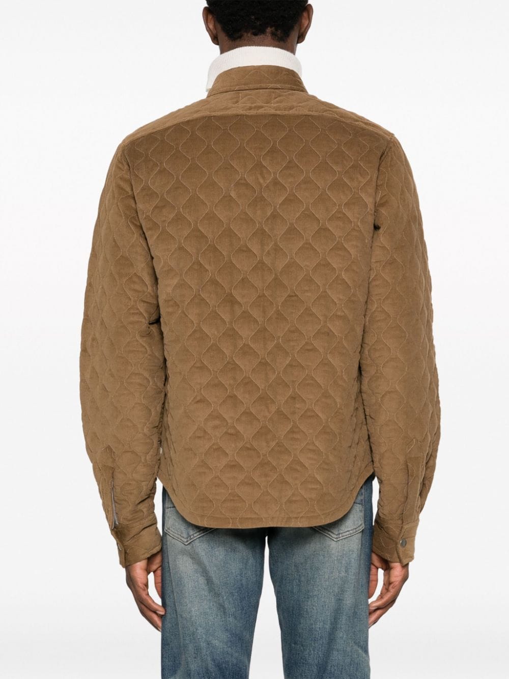 Shop Tintoria Mattei Quilted Cotton Shirt Jacket In Brown