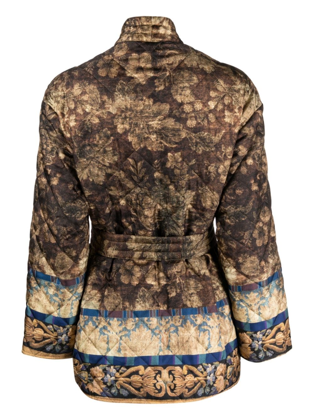 Shop Pierre-louis Mascia Baroque-print Quilted Kimono In Brown