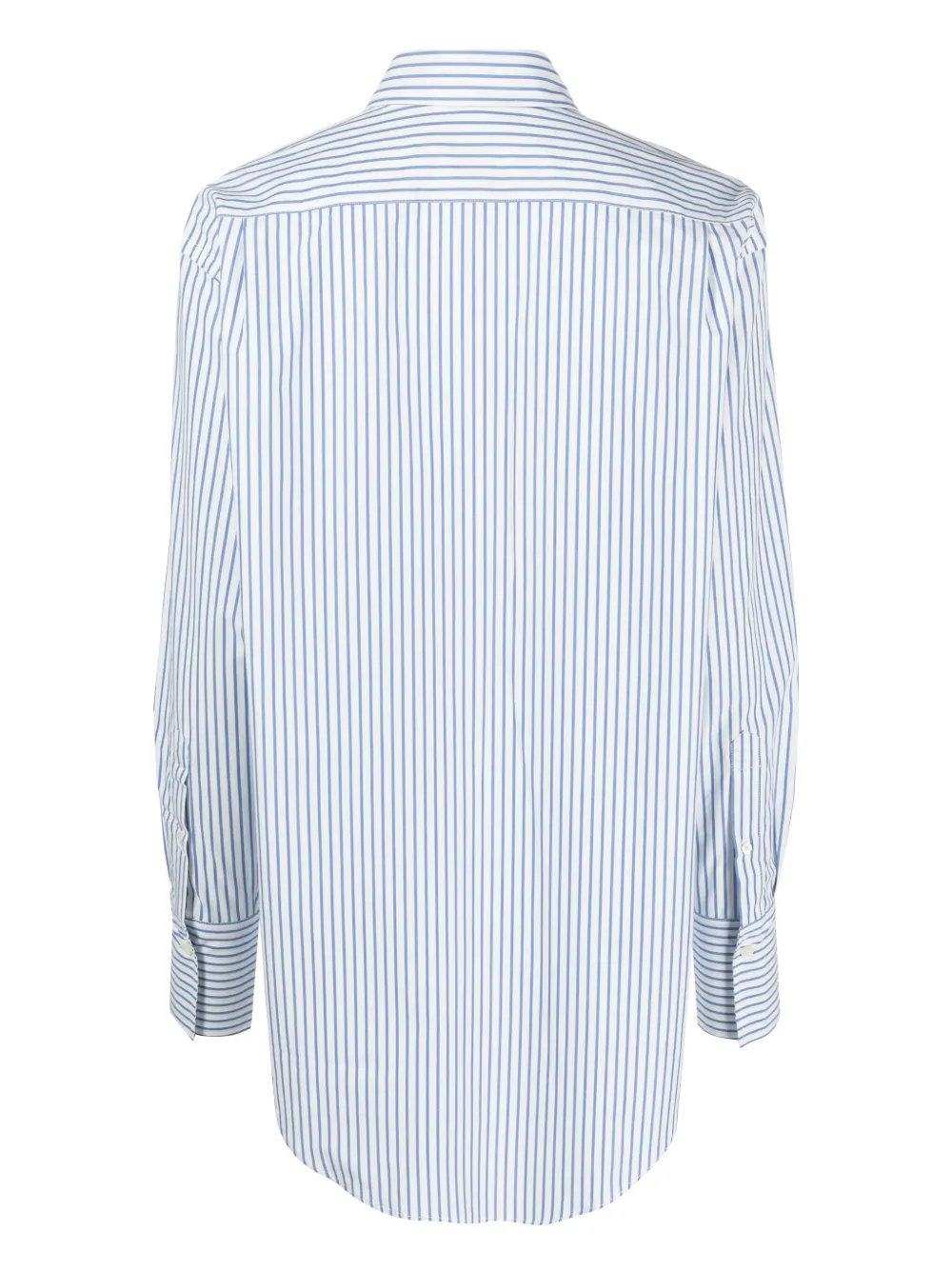Closed striped organic cotton shirt - Blauw